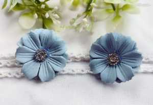 Aksesoris 76 - Sepasang Anting Klip Bunga Besar /Anting Jepit HIjab Handmade