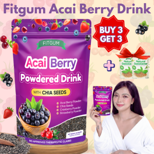 [BUY 3 GET 3 + GIFTS] FITGUM Acai Berry Drink With Chia Seeds Anti-aging Slim Body Weight Loss Whitening Glowing Skin