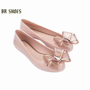 Melissa Official Store Women Shoes Bronzing Bow Decorative Flats Women Casual Shoes Round-toe Jelly Shoes Ballet Flats Melissa Sweet Love VI Ladies Flats
