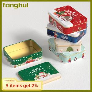 fanghui Christmas Transparent Window Tin Box Cookie Candy Tinplate Chocolate Storage Box With Exquisite Lid Christmas Gift Packaging Box