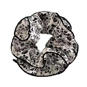 Soft Fabric Hair Scrunchies For Bun Styling French Floral Lace Design Women Hair Decoration Headwear