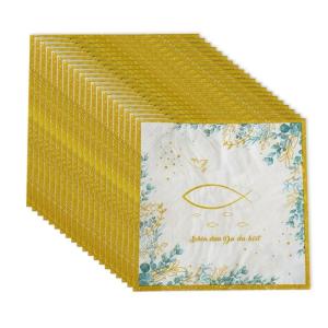 Pack of 20 White Eucalyptuses Fish Pattern Napkins for Christening Communion Confirmation Ceremony Table Decoration