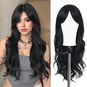 Long Wavy Auburn Wigs for Women Natural Synthetic Hair Heat Resistant Wigs for Daily & Party Cosplay Use- 24 Inches