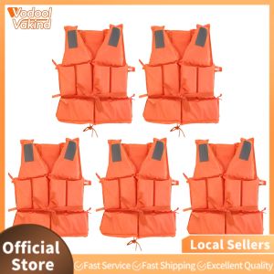 【Vakind】 5 PCS Adult Life Vest W/Whistle Life Jacket Boats Fishing Vest Swimming Drifting Vest for Boating Kayaking