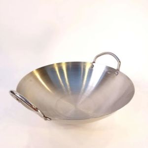 TERMURAH...!!!Calypso Kuali Wajan Penggorengan Uk 32 Stainless Steel Bahan Tebal Anti lengket Ukuran 32 cm Wajan Glowing