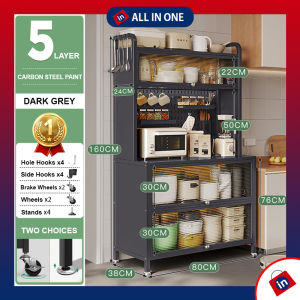 Kitchen Black Rack floor-to-ceiling multi-layer storage locker multi-functional home dining room cabinet with door cabinet self adhesive