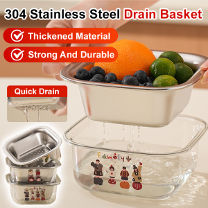 304 Stainless Steel Mini Drain Basket for Cooking Enthusiasts One-Person Meals Home-Makers Double Layer Compact Filtering