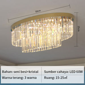 Lampu Plafon Kristal Minimalis Mewah 50cm Lampu Kristal Gantung Lampu Hias Gantung Lampu Koridor 3 Warna LED Ruang Tamu Kamar Tidur Ruang Makan bsu