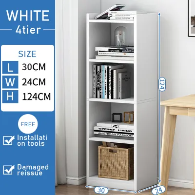 STON 6/5/4/3 Tier Bookshelf Display Shelf Storage Rack Rak Kabinet Murah Wood Shelf Simple Narrow Slit Bookcase 书柜