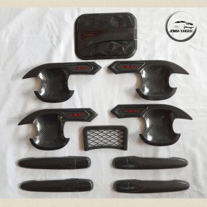 Paket Outer Cover Door Handle Pegangan Pintu Tank Cover Mobil Calya 2016 - 2023 Glossy Carbon
