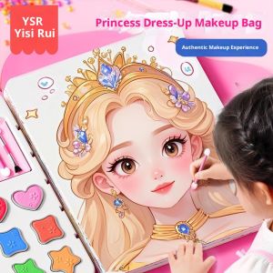 JOYNCLEON ชุดของเล่นแต่งหน้าเจ้าหญิงสำหรับเด็กผู้หญิง-สติกเกอร์ DIY ชุดเสริมความงามด้วยดีไซน์การ์ตูนน่ารักและเคสมือถือ