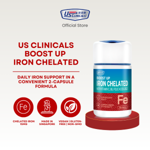 US Clinicals Iron Energy Formula 60s Womens Iron Supplement High Absorption Non-Constipating | Supports Energy & Healthy Skin | Blood Builder | Vegan 女士补铁补血