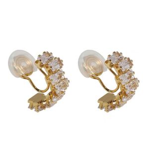 KODUS Without Ear Hole Gift Elegant Cartilage Clip Diamond Gold Color Ear Cuff Rhinestone Korean Earrings Ear Bone Clip Zircon Ear Clip Clip Earrings