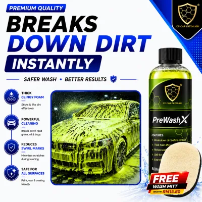 「CP CAR DETAILER」 PreWashX Pre-Wash Snow Foam – Alkaline Cleaner Dirt Removal Safe Wash Car Shampoo for Car Cleaning