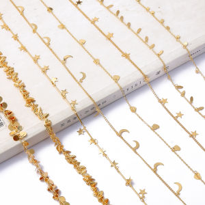 18K ทองยาว50ซม.ทองแดง Cross พวงกุุญแจรูปดาวสร้อยคอ DIY สร้อยคาดลําตัวเครื่องประดับทําวัสดุ Charm Handmade