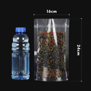 100 pcs Half Silver Aluminum Half Clear Stand Up Pouch with Zip Lock Packaging Ziplock Resealable