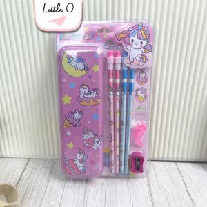 Set Alat Tulis 7in1 Alat Tulis Anak Kotak Pensil Paket Study Set Case SANRIO UNICORN Stationery Goodiebag