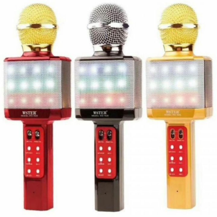 Original Wster WS-1828 Karaoke Mic Portable Wireless Bluetooth Speaker  Microphone Wster WS1828 | Lazada