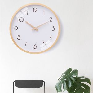 GONOVO STUDIO Nordic Style Wooden Wall Clock 10inch Minimalist Decorative Wall Clock Simple Easy Installation Silent Scale Clock  Room