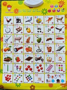 Bảng chữ cái điện tử thông minh giúp bé học bảng chữ cái và các con số âm thanh song ngữ phát triển ngôn ngữ giao tiếp - Sản phẩm kết hợp bài hát và đọc truyện cho bé. Tặng kèm 3 viên pin 3A cho bé