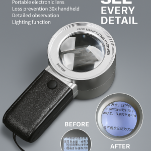 30x Handheld Portable Magnifying Glass LED Light HD Optical Microscope High Magnification HD Optical Tool