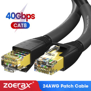 ZoeRax CAT8 Ethernet Cable 24AWG 40Gbps 2000Mhz Heavy Duty High Speed Gigabit SFTP Lan Network Internet Cables Outdoor&Indoor 0.3M 0.5M 1m 2m 3m 5m 8m 10m 20m 25m for PC internet Router Modem Cat 8 Ethernet Cable Wire