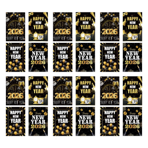 24Pcs Happy New Year Wine Bottle Labels Waterproof Bottle Wrapping Sticker For Wine Champagne Holiday Party Decoration