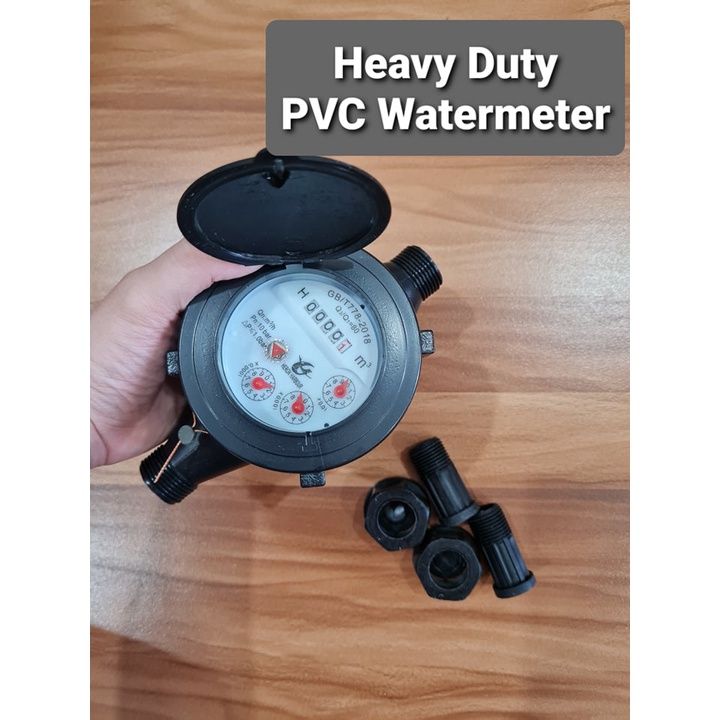 Hot PVC Water Meter Heavy Duty Thick 1/2" with Coupling Set / Water