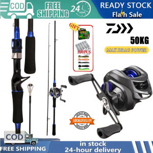 Black and gold fishing rod and reel set with 50KG max drag power includes free shipping 24-hour delivery and 100PCS fishing accessories.5 Colors Available