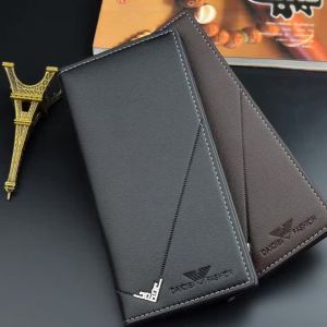 AE New mens wallet long vertical style thin soft leather multiple card slots large capacity fashionable suit bag