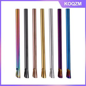 KOQZM Reusable 304 Stainless Steel Straw Pearl Milkshake Bubble Tea Straw Stirring Smoothie Spoon Shaped Straw