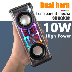 ♥ Spot inventory+COD ♥V8 Transparent Mecha Wireless Bluetooth A88 Speaker Portable Subwoofer Stereo TWS Dual Machine Interconnection Music Center Speakers