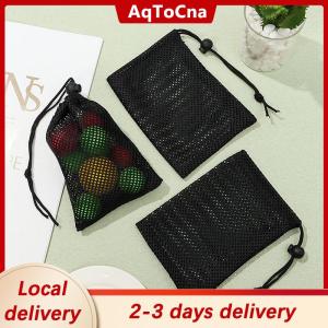 [COD] AqToCna Ship within 24 hours Black White Durable Mesh Drawstring Bag Storage Pouch Multi Purpose Home Travel Outdoor Activity Laundry Bag Stuff Sack