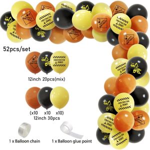 52pcs Construction Balloon Garland For Kids Boy Birthday Party Decorations