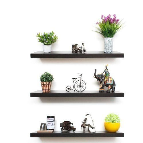 Bestier 38 Inch Wall Mounted Floating Shelves With Towel Bar Hooks Bookshelf  In Rustic, Large Wall Shelf With Hooks