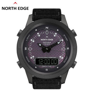 NORTH EDGE Evoque original mens solar digital watch Swimming Watch waterproof 50M  compass countdown stopwatch coaxial asynchronous gear box multi-function military watch