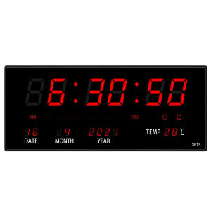Large LED Digital Wall Clock Voice Broadcast Temp Mute Non-Ticking for Bedroom Office Home