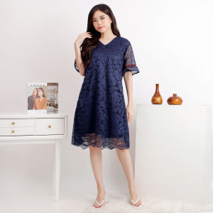 (REALPICT) DRESS Pesta Kondangan Dress Gereja Brukat Jumbo Bigsize ISUKA