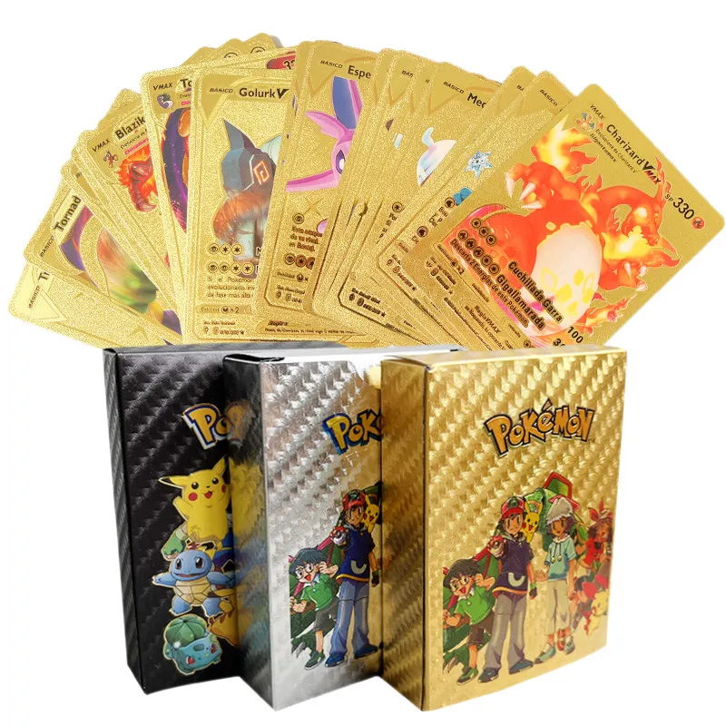 Ship từ TP.HCM)55 Cái/bộ Thẻ Bài Pokémon Thẻ Pokemon Board Game Thẻ Pikachu Quà Tặng Cho Bé Trai Album Thẻ Pokémon Màu Vàng/Bạc/Đen | Lazada.vn