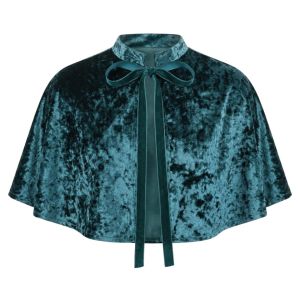 ED Retro Velvet Cape Stand Collar Victorian Medieval Short Cloak Practical Polyester Halloween Cloak Halloween Cosplay