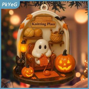 PkYeG Dễ Thương Đọc Ma Halloween Ma Đồ Trang Trí 2D Phẳng Acrylic Mặt Dây Chuyền Halloween Treo Trang Trí Nội Thất