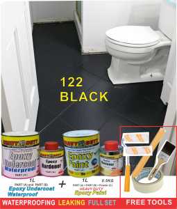 BLACK HE9103 FULL SET Epoxy Floor Coating HEAVY DUTY ( FREE Tool Set + 1L UNDERCOAT EPOXY WATERPROOF + 1L EPOXY PAINT )