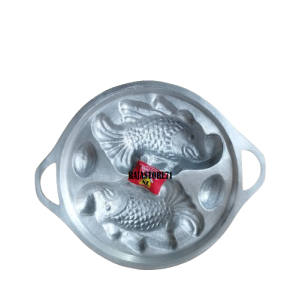 Cetakan Kue Cubit isi 2 Lubang Motif Ikan Plus Kuas Sutil Sodet Mini/ Loyang Kue