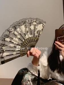 New retro lace Chinese fan dance folding fan photography antique style posing internet celebrity props