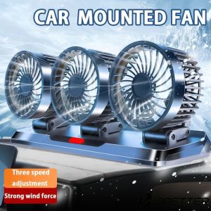 3‑Head Electric Car Cooling Air Circulator Fan 360° Rotatable 2‑Speed Adjustable 1.3m Extra‑Long Cable Easy‑Install Vehicle Fan for Sedan SUV Jeepney Truck RV & Boat Heavy‑Duty for Philippine Heat & Humidity