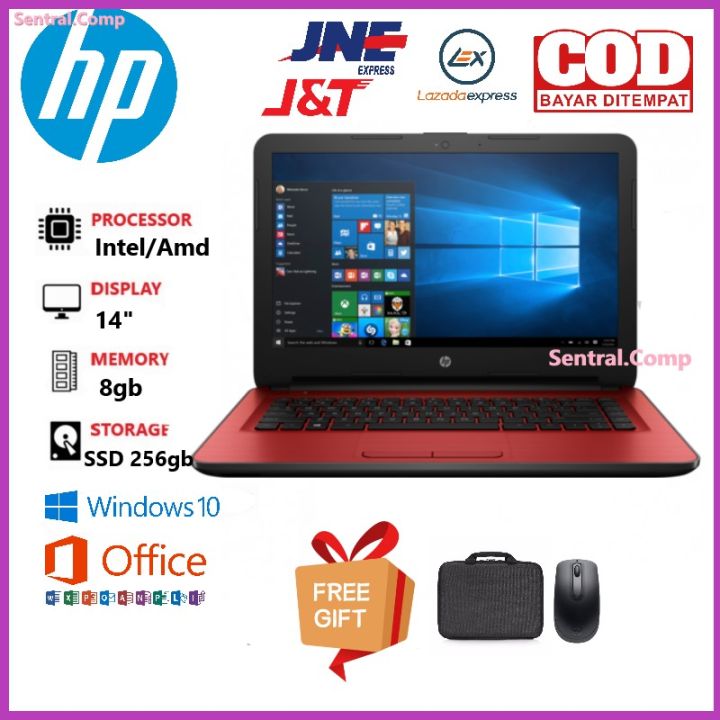 Laptop HP 14 inch Intel/Amd Ram 8gb Ssd 256gb Windows 10 Free Tas