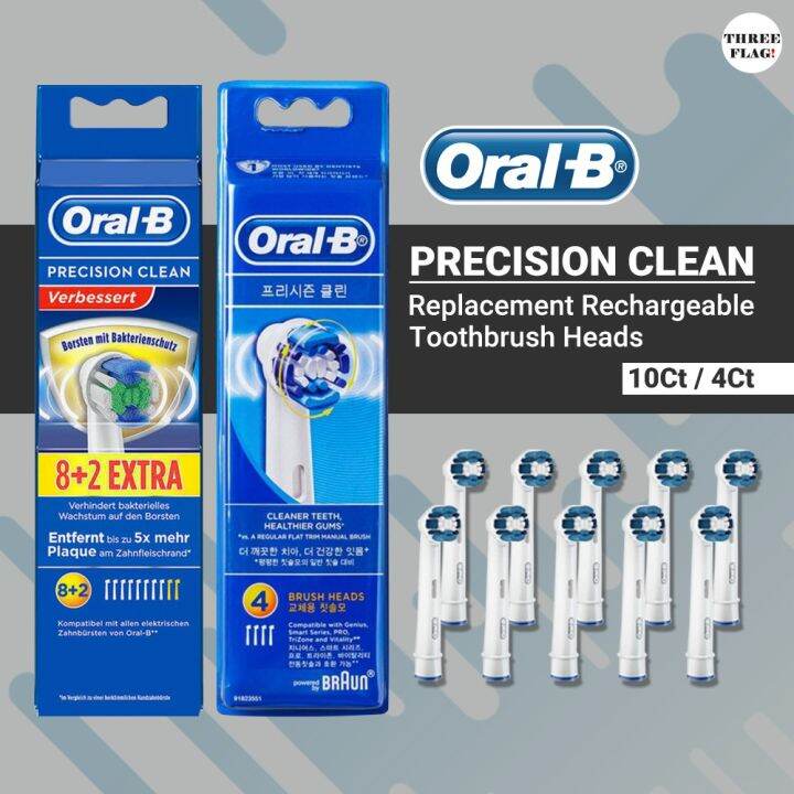 Oral-B Braun Precision Clean Replacement Rechargeable Toothbrush Heads ...