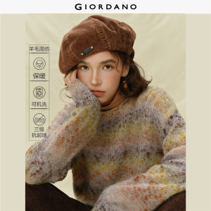 Giordano Women Space dyed knit loose sweater Free Shipping 18355933