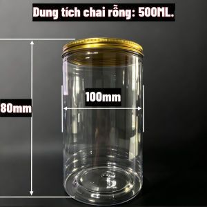 TINH DIEU Hũ Nhựa PET Tròn Đường Kính 100mm 400ml-1400ml Đựng Thực Phẩm Khô Kín Khí Trong Suốt Bán Sỉ