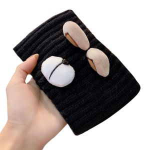 ERDORI อบอุ่นและอบอุ่น ใบไม้ร่วงและใบไม้ร่วง คาวาอิ ผ้าโพกหัว น่ารักน่ารักๆ ถักนิตติ้ง อุปกรณ์เสริมผม ที่คาดผมผู้หญิง ที่คาดผมหมี ที่คาดผมแบบกว้าง